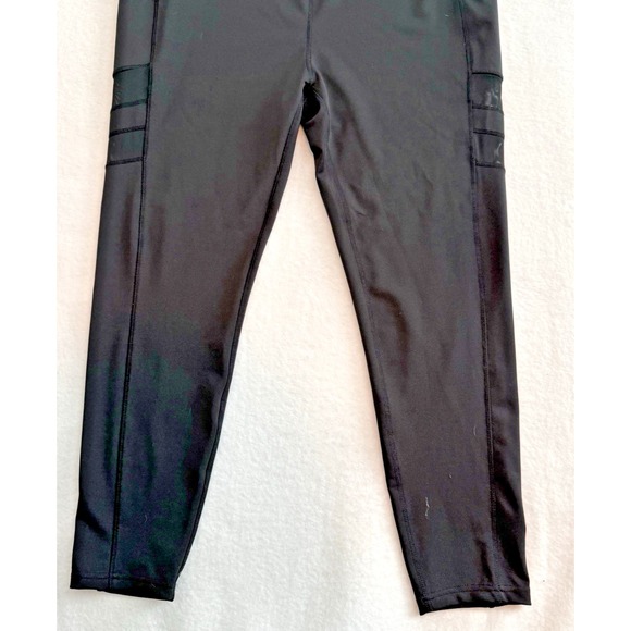 Pop Fit Violet High‎ Waisted Black Leggings Mesh Detail Pockets Women's Size 2XL - Picture 12 of 16